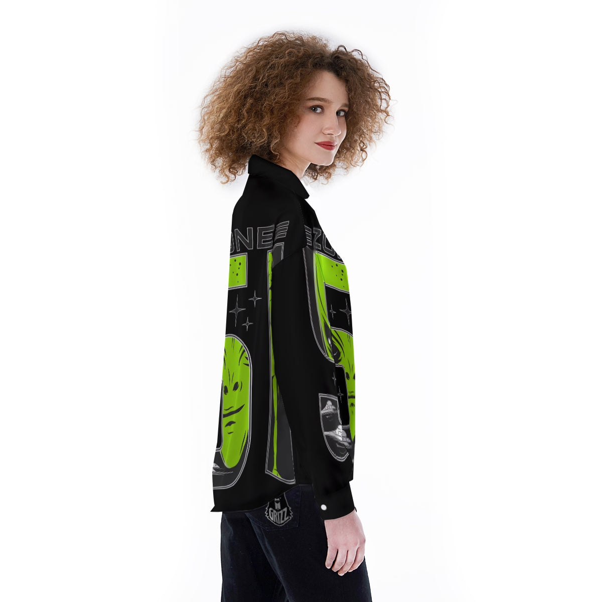 Zone 51 Alien And UFO Print Women's Long Sleeve Shirts-grizzshop