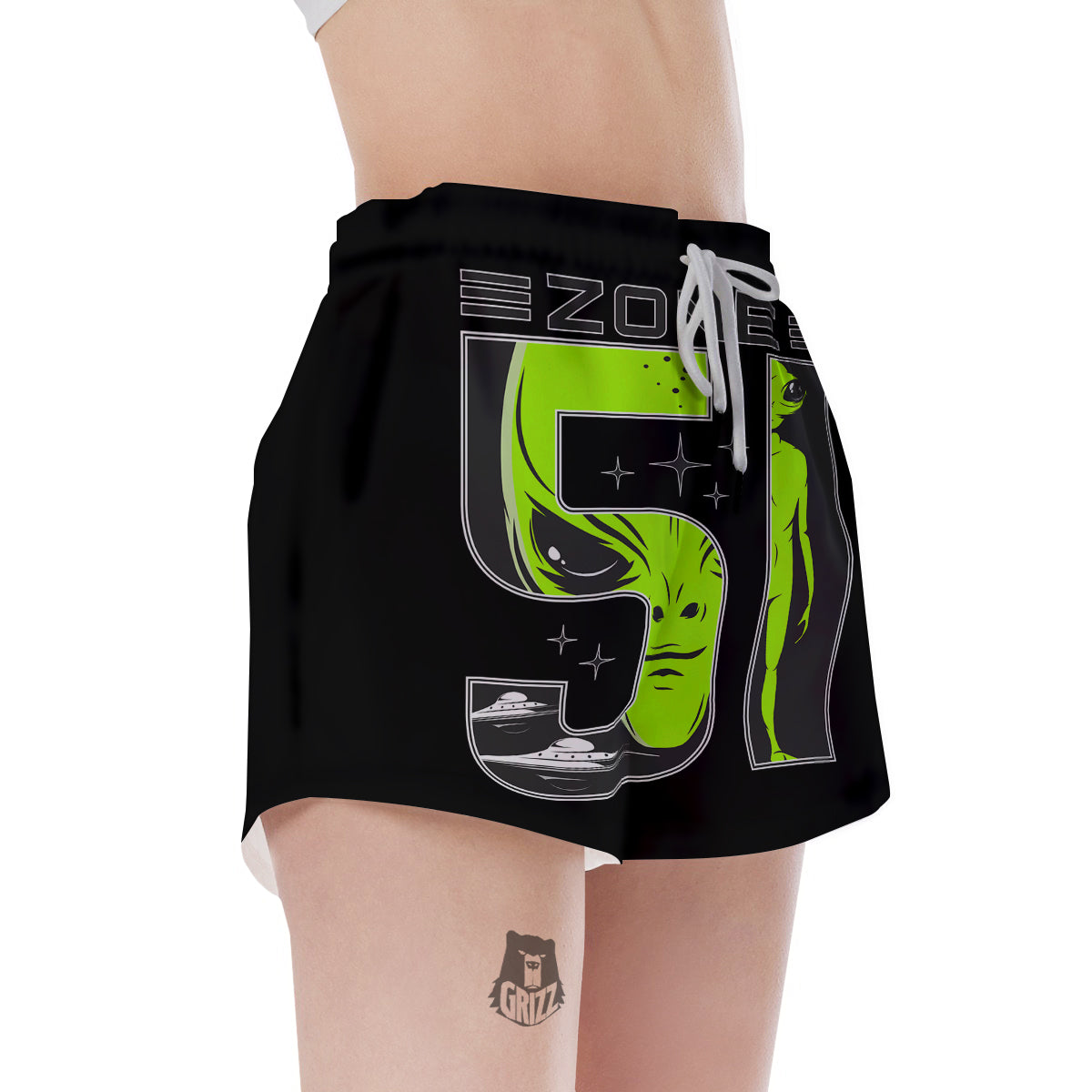 Zone 51 Alien And UFO Print Women's Shorts-grizzshop