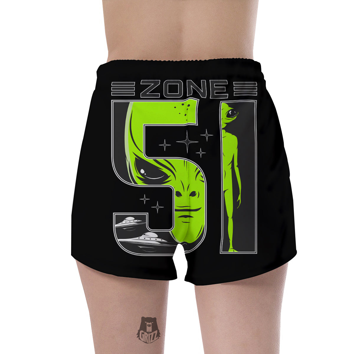 Zone 51 Alien And UFO Print Women's Shorts-grizzshop