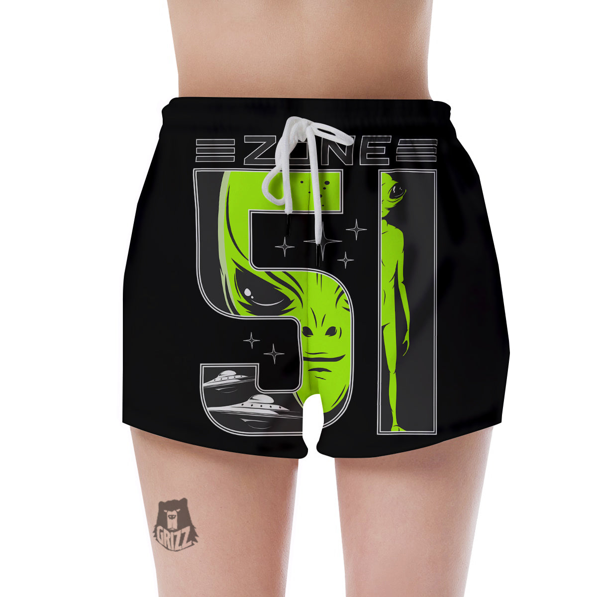 Zone 51 Alien And UFO Print Women's Shorts-grizzshop