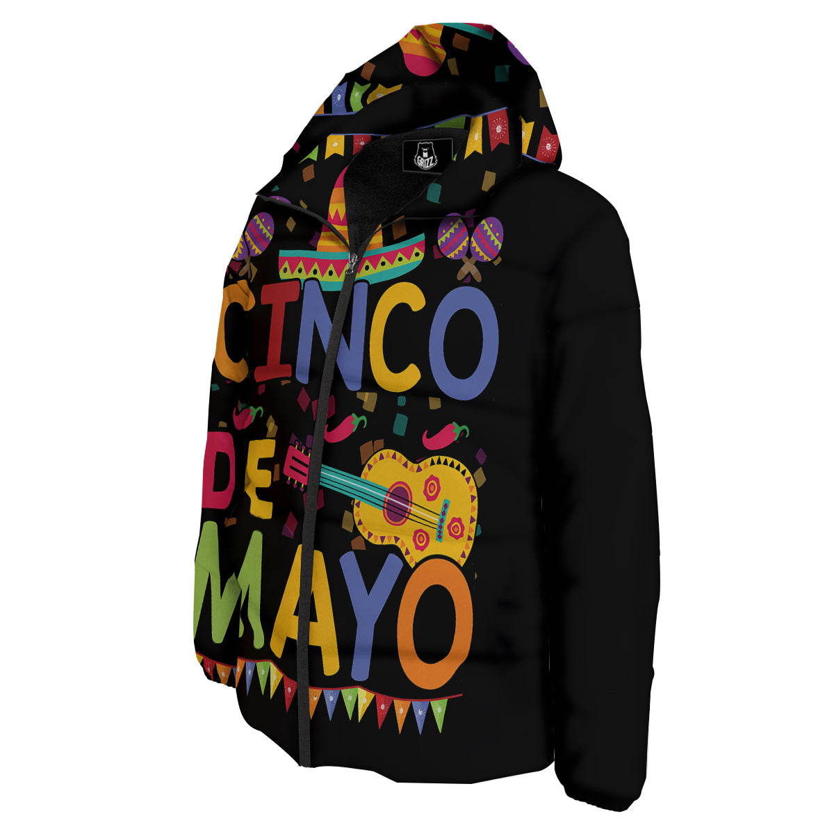 de Mayo Colorful Cinco Print Down Jacket-grizzshop