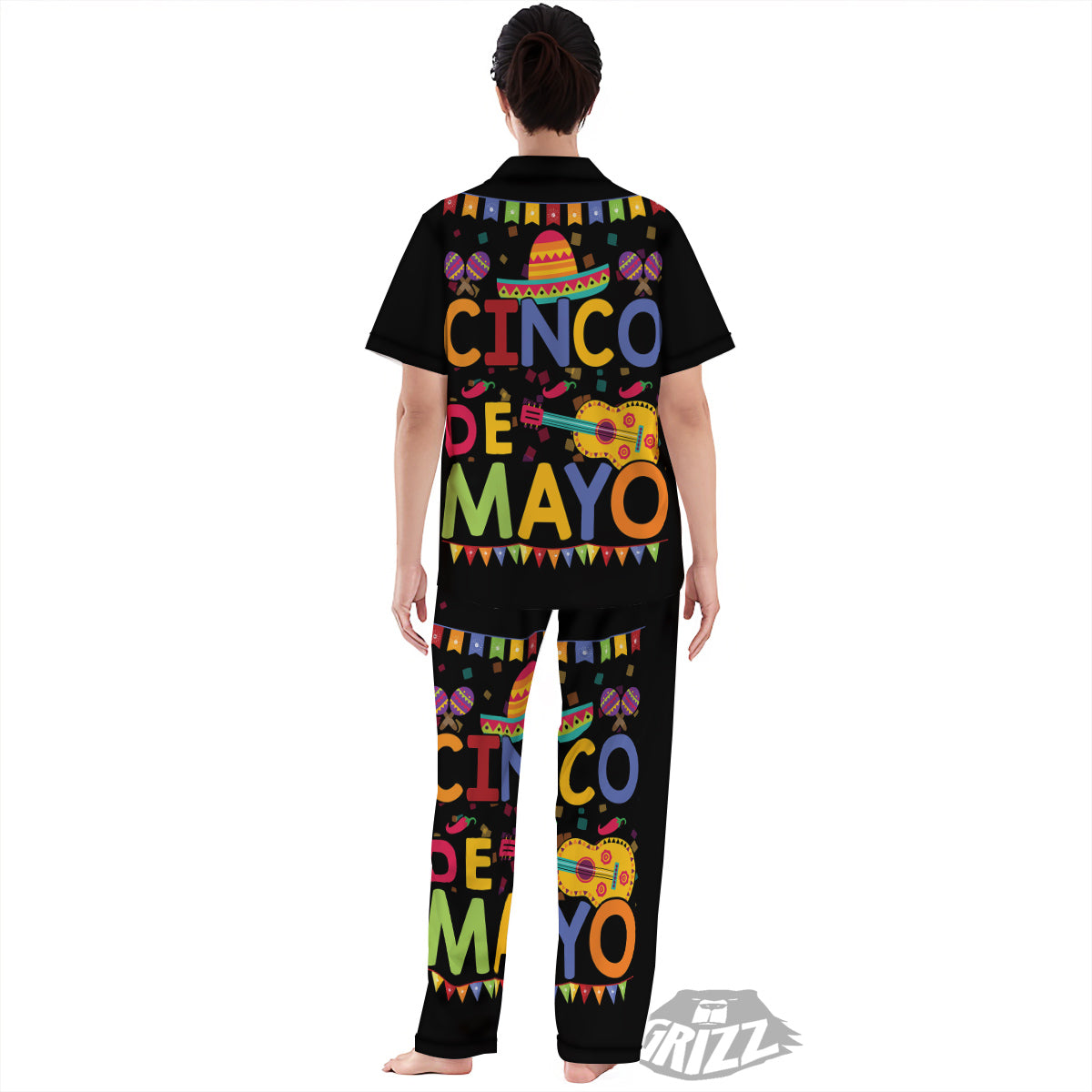 de Mayo Colorful Cinco Print Women's Pajamas Set-grizzshop