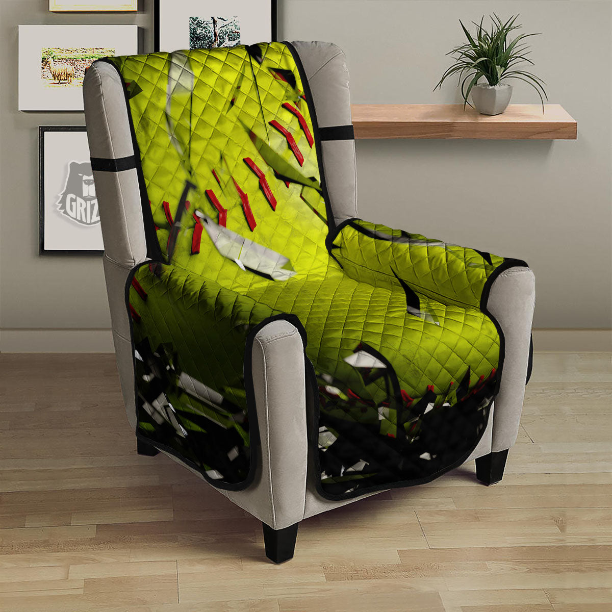 3D Baseballs Print Armchair Protector-grizzshop