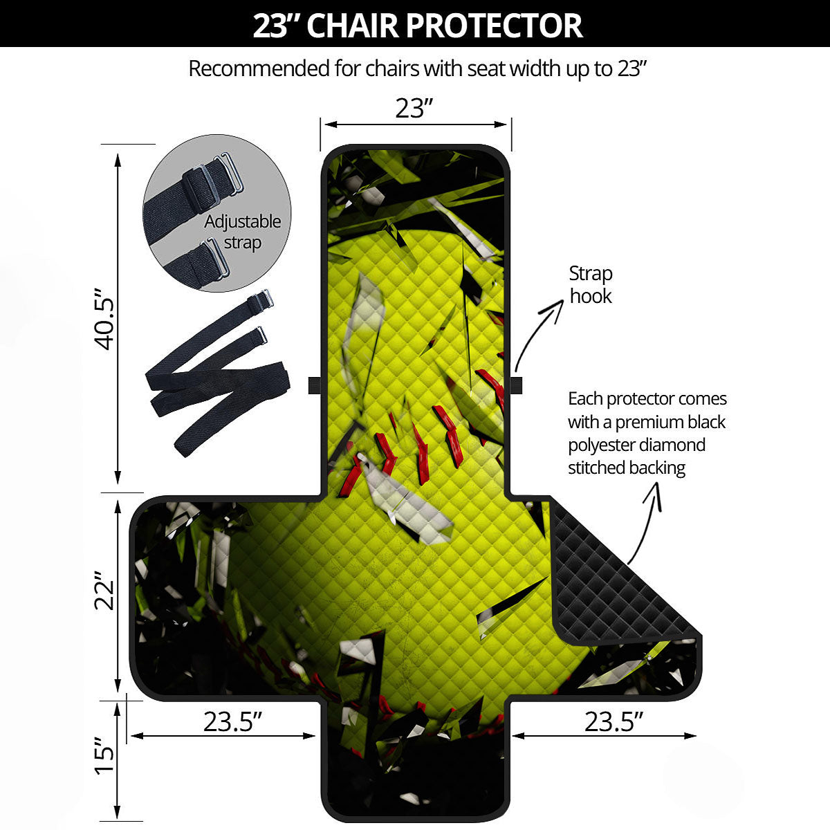 3D Baseballs Print Armchair Protector-grizzshop