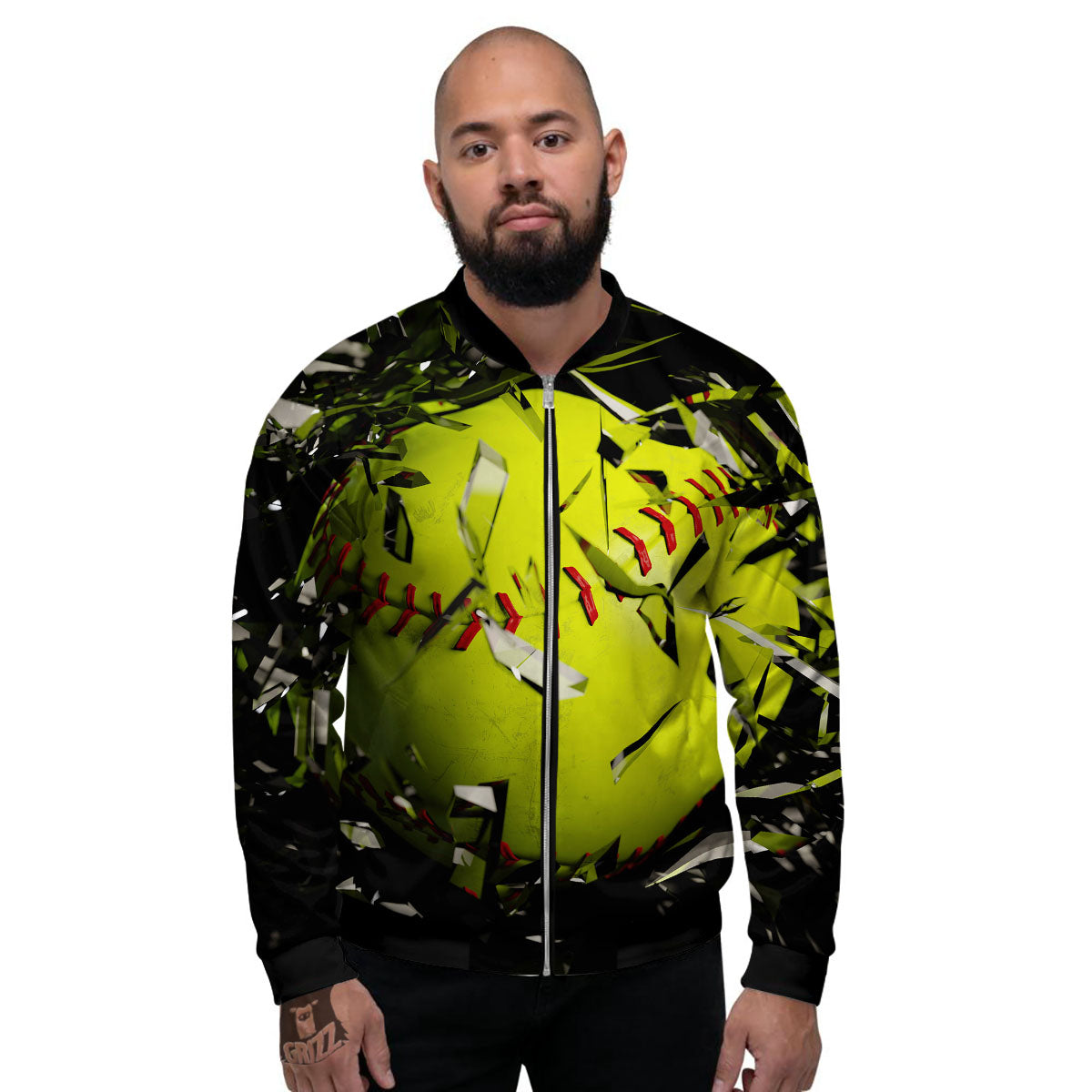 3D Baseballs Print Men's Bomber Jacket-grizzshop