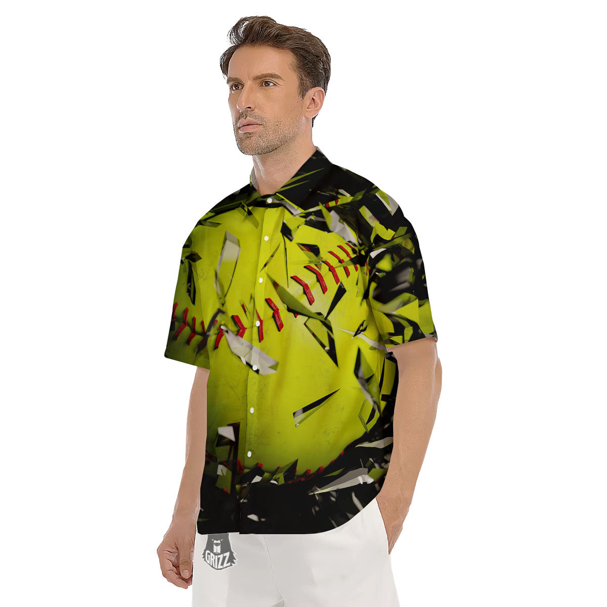 3D Baseballs Print Men's Short Sleeve Shirts-grizzshop