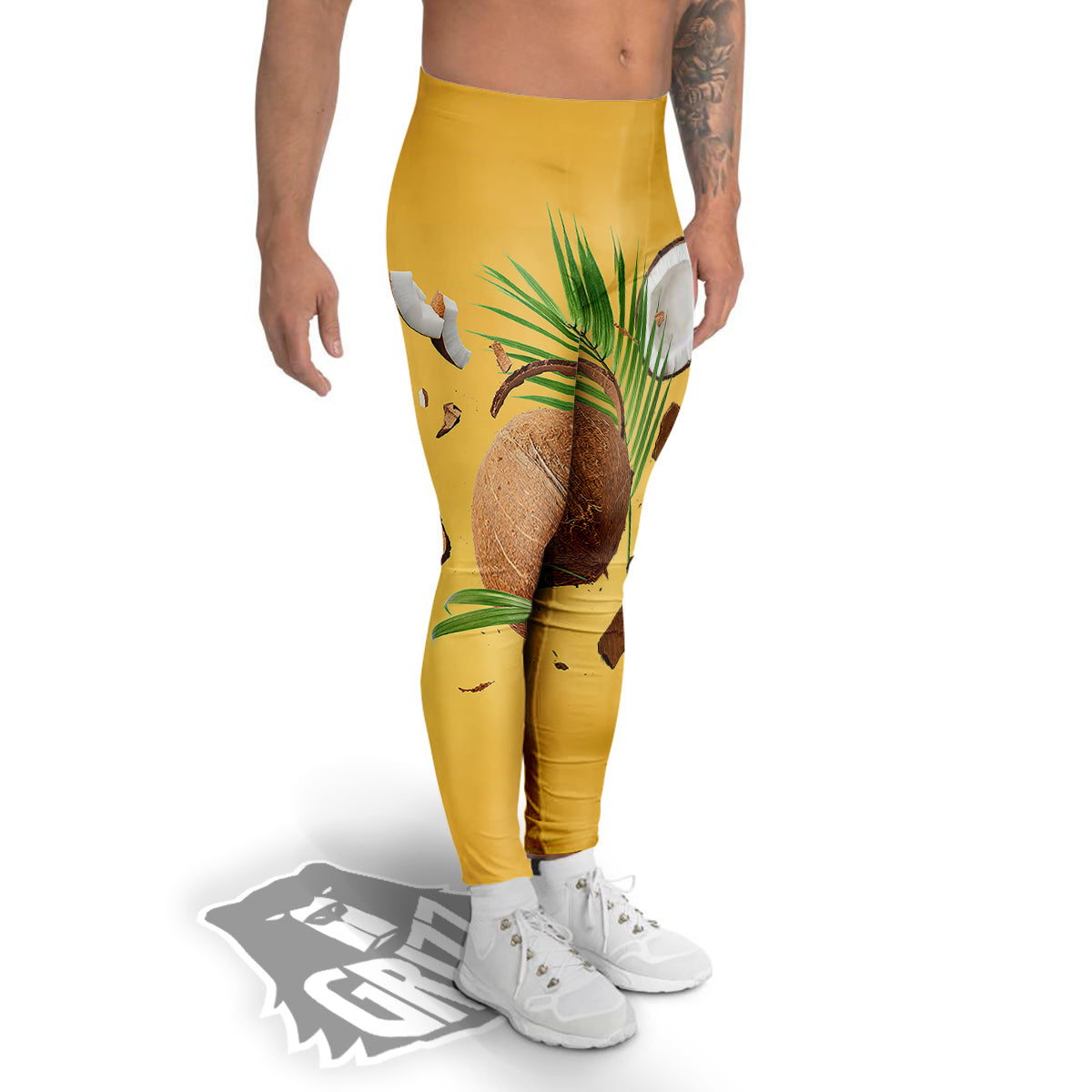 3D Coconut Print Men's Leggings-grizzshop