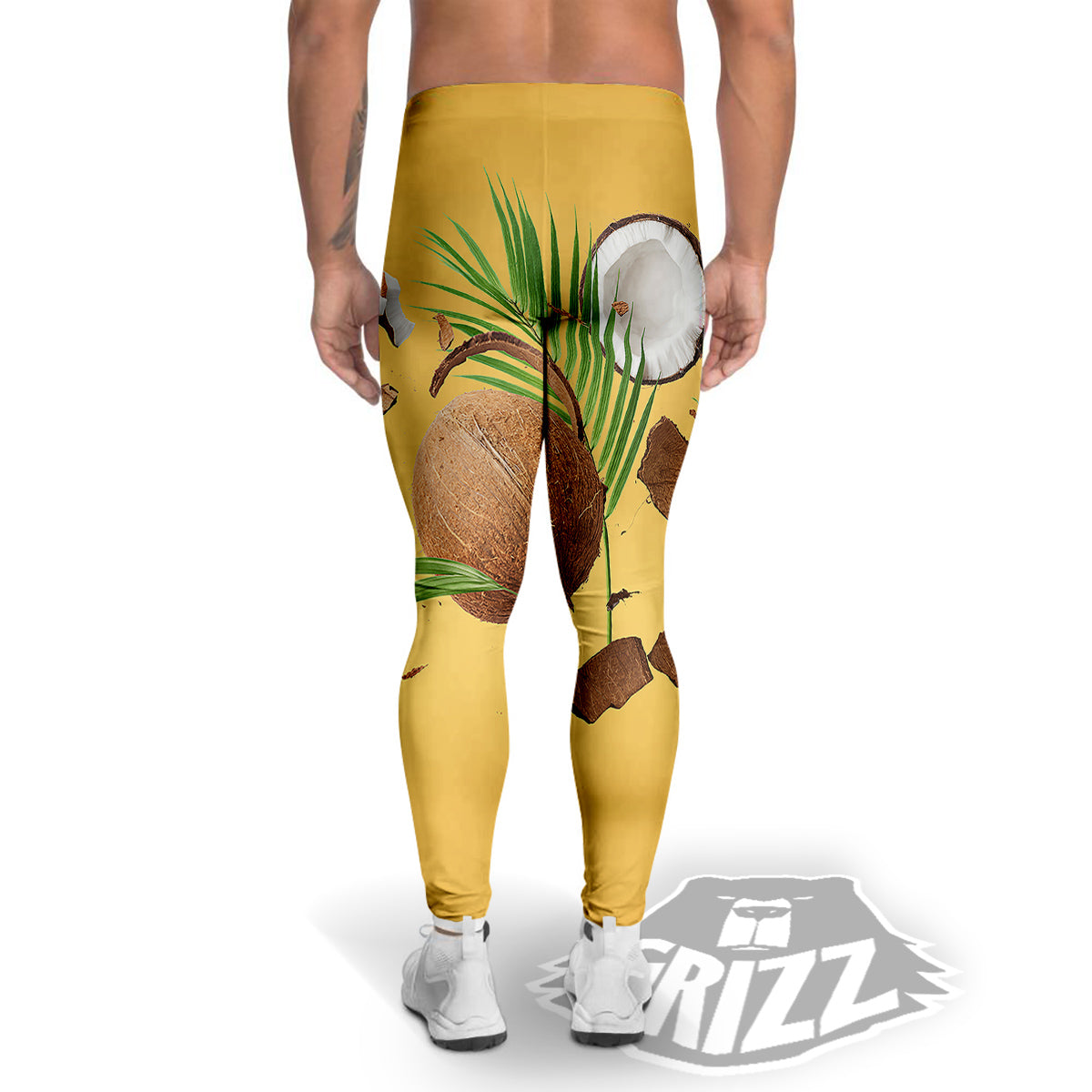 3D Coconut Print Men's Leggings-grizzshop