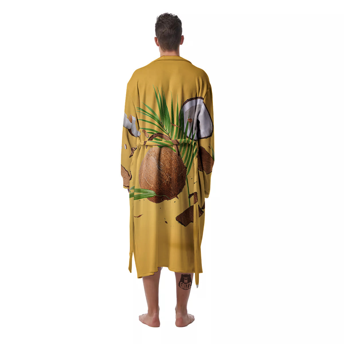3D Coconut Print Men's Robe-grizzshop