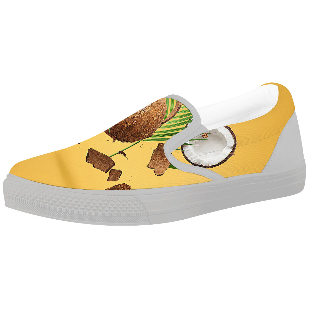 3D Coconut Print White Slip On Shoes-grizzshop
