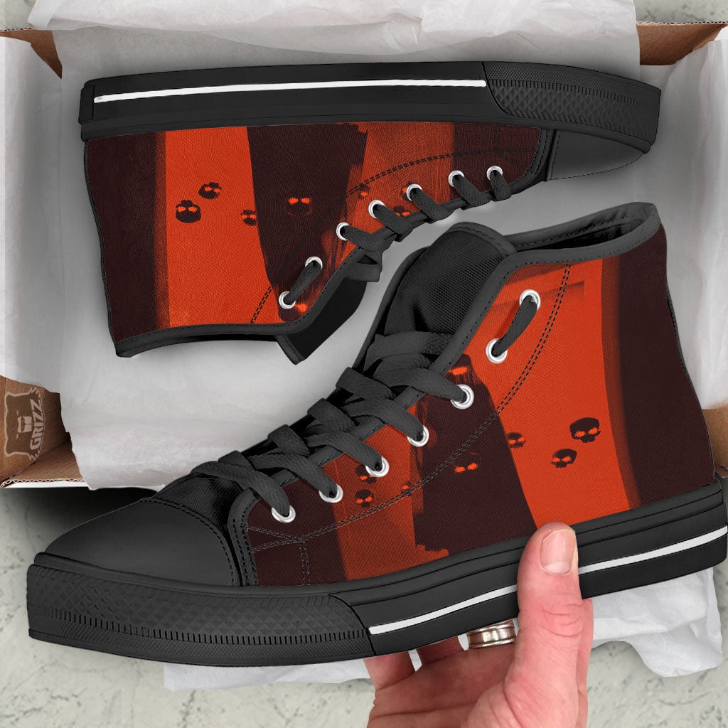 3D Ghost In The Darkness Print Black High Top Shoes-grizzshop
