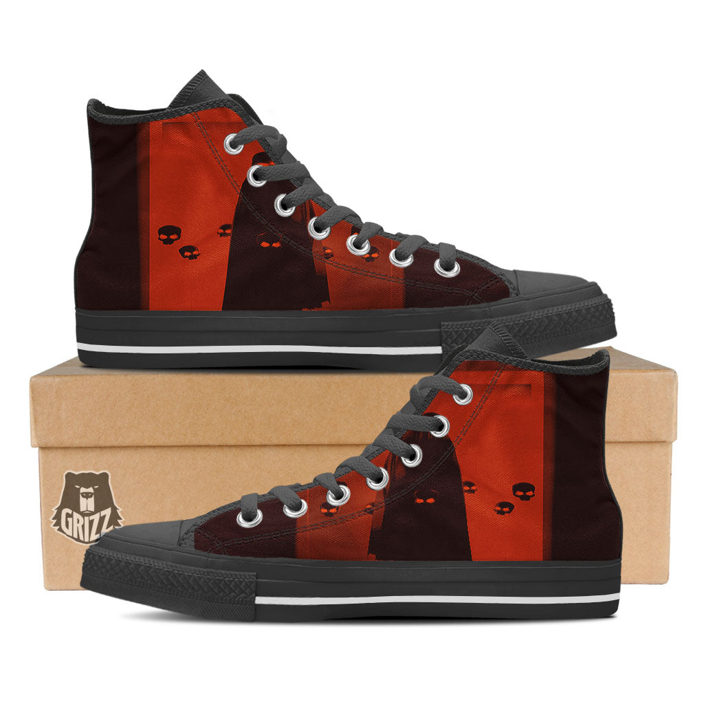 3D Ghost In The Darkness Print Black High Top Shoes-grizzshop
