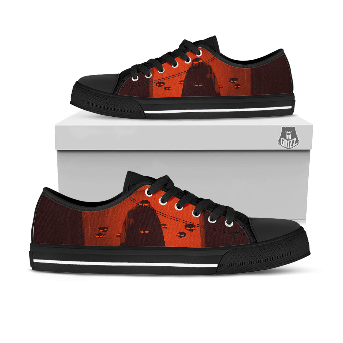 3D Ghost In The Darkness Print Black Low Top Shoes-grizzshop
