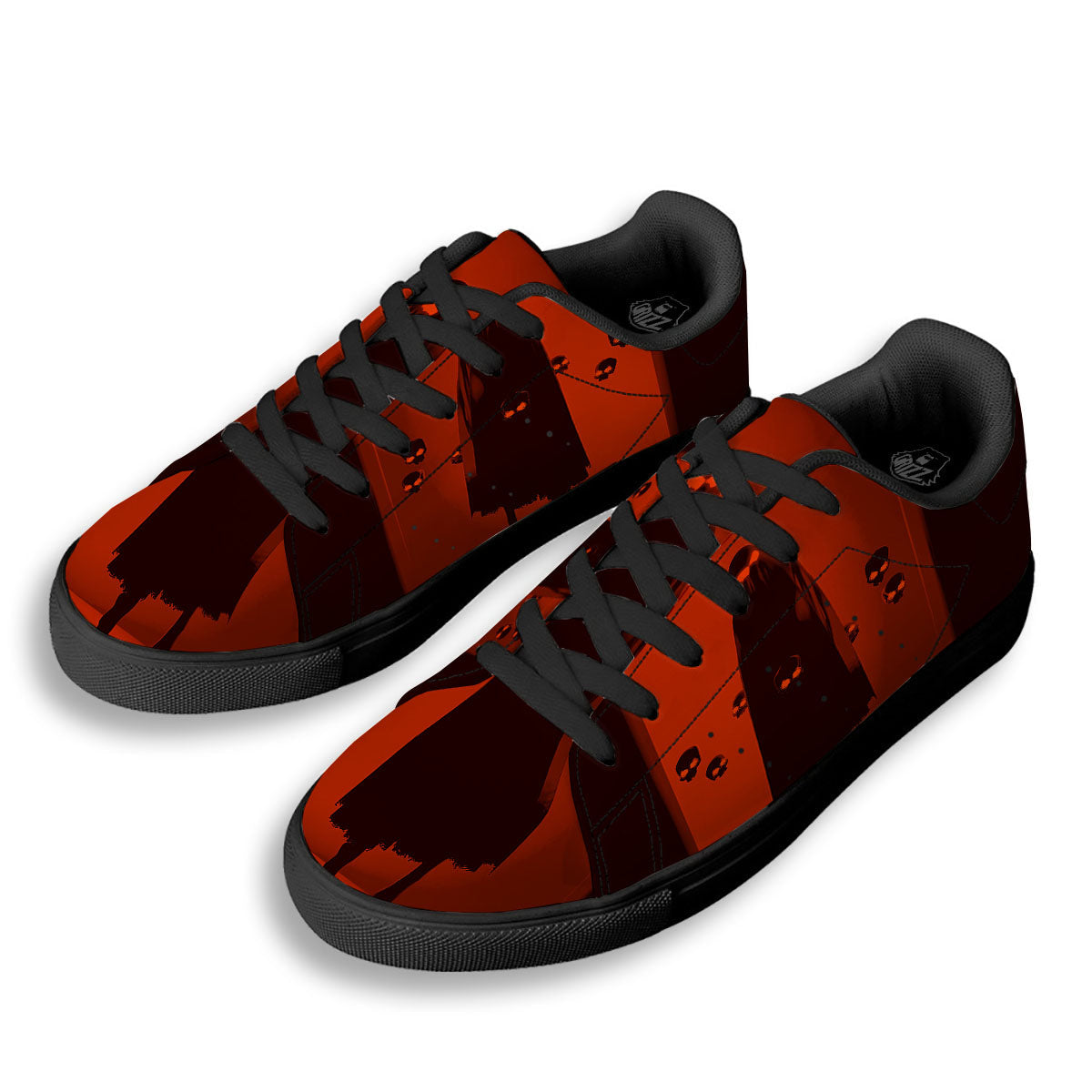 3D Ghost In The Darkness Print Black Low Top Sneakers-grizzshop