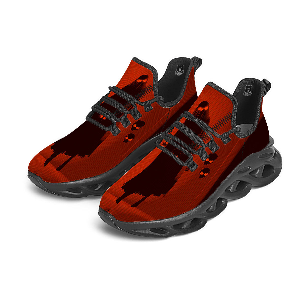 3D Ghost In The Darkness Print Black Running Shoes-grizzshop