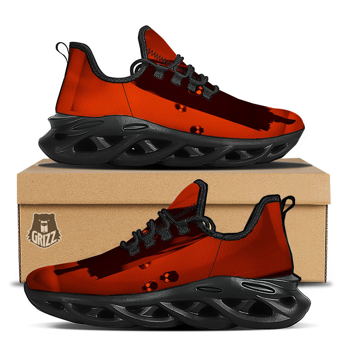 3D Ghost In The Darkness Print Black Running Shoes-grizzshop