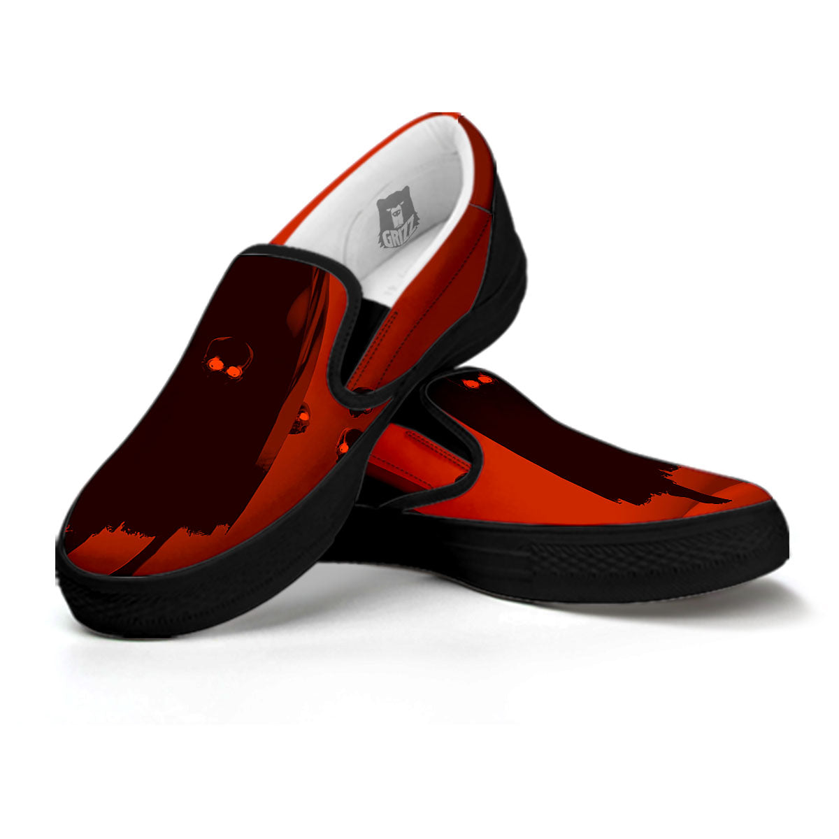 3D Ghost In The Darkness Print Black Slip On Shoes-grizzshop