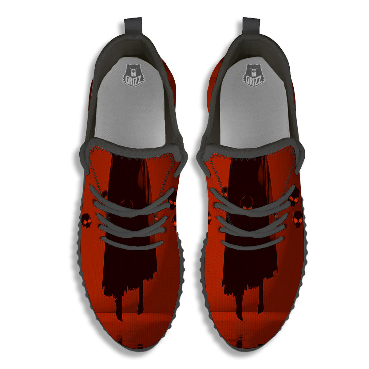 3D Ghost In The Darkness Print Black Walking Shoes-grizzshop