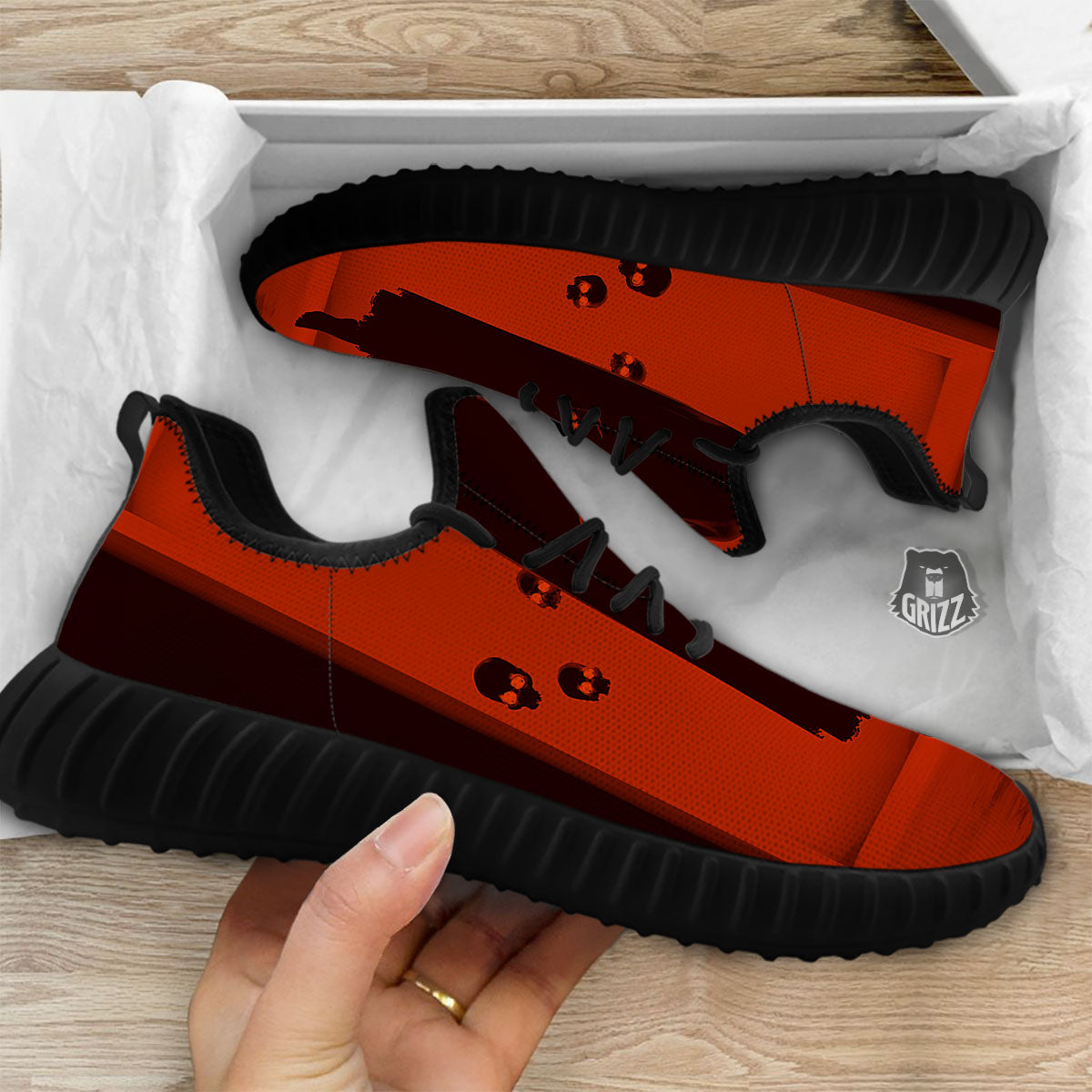 3D Ghost In The Darkness Print Black Walking Shoes-grizzshop