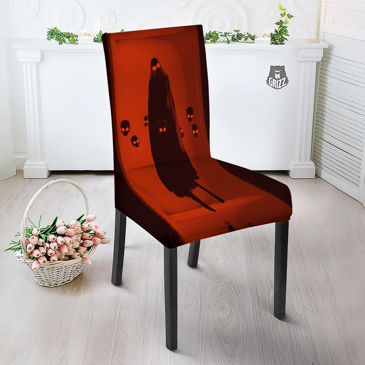 3D Ghost In The Darkness Print Dining Chair Slipcover-grizzshop