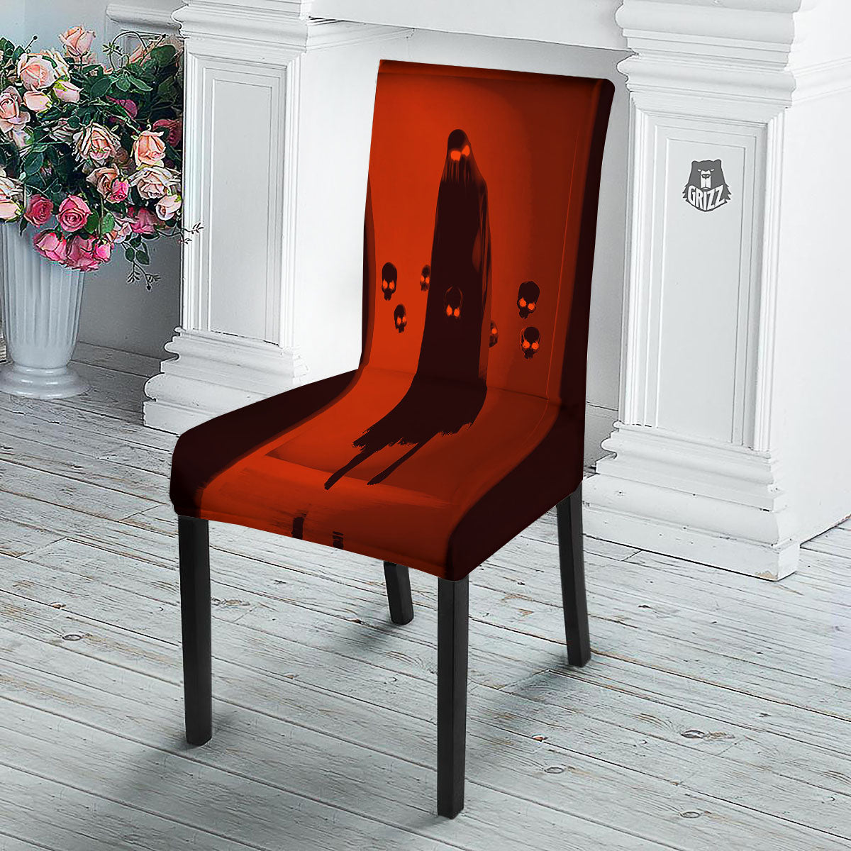 3D Ghost In The Darkness Print Dining Chair Slipcover-grizzshop