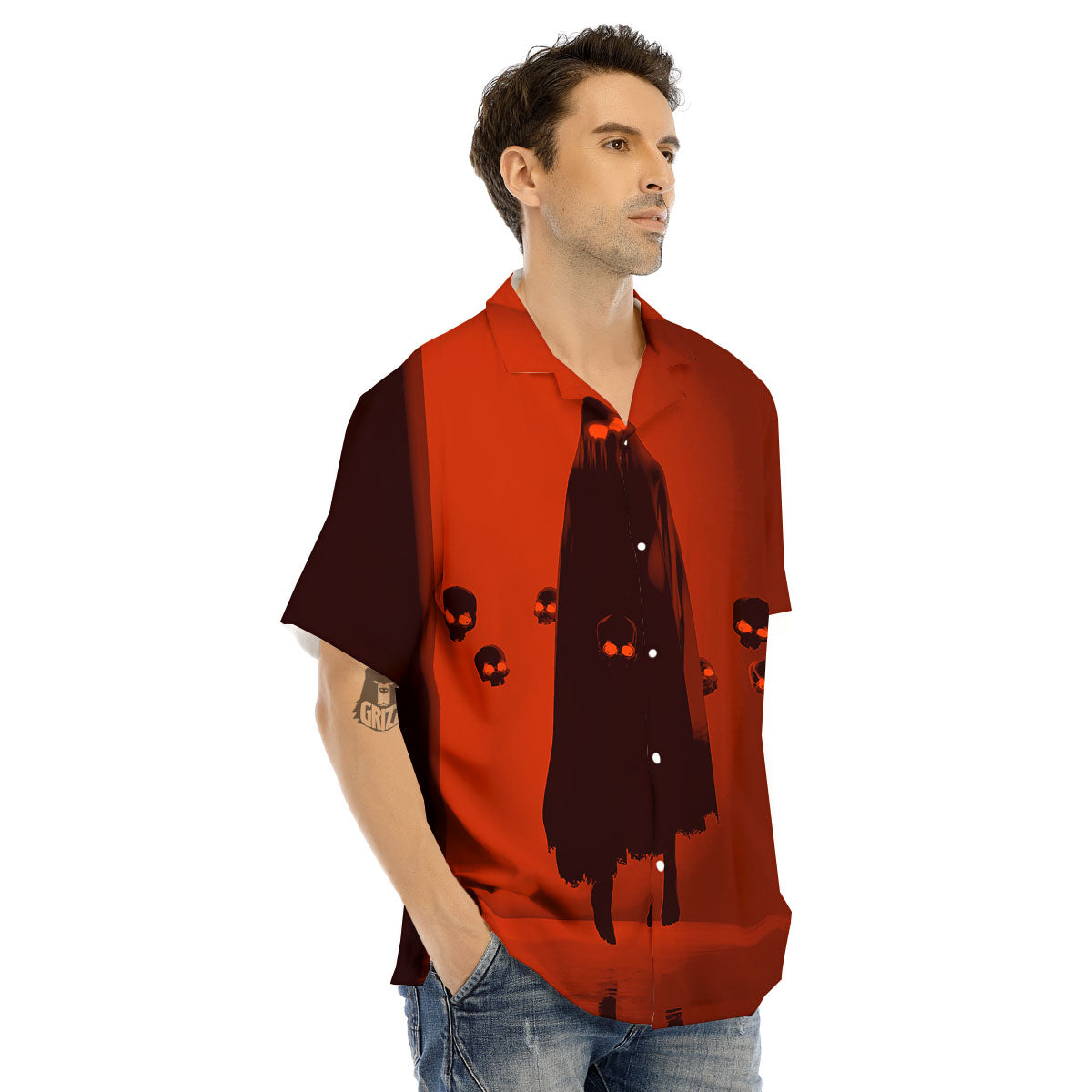 3D Ghost In The Darkness Print Men's Hawaiian Shirt-grizzshop