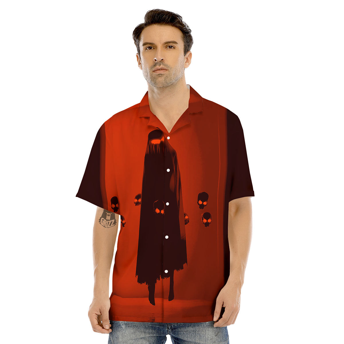 3D Ghost In The Darkness Print Men's Hawaiian Shirt-grizzshop