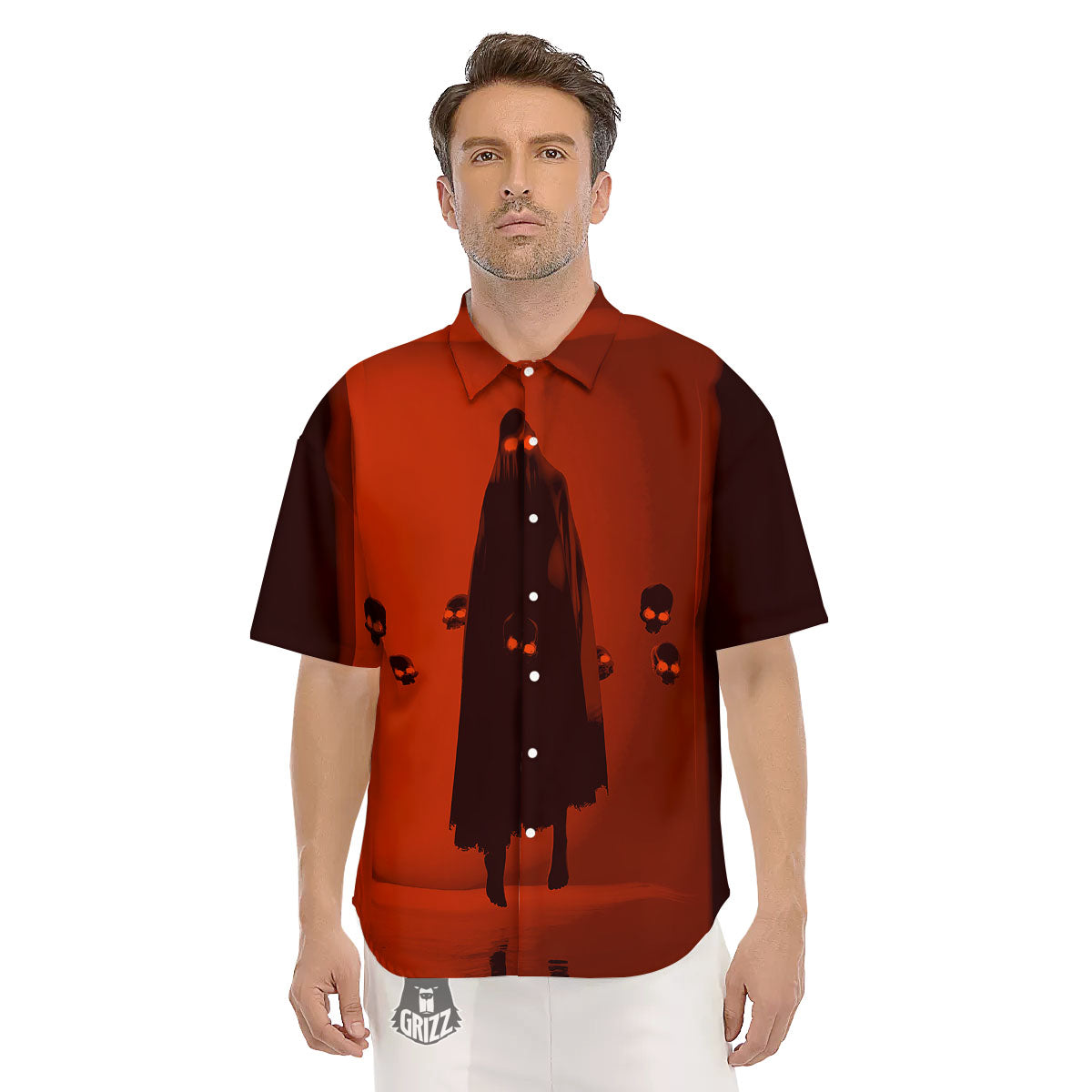 3D Ghost In The Darkness Print Men's Short Sleeve Shirts-grizzshop