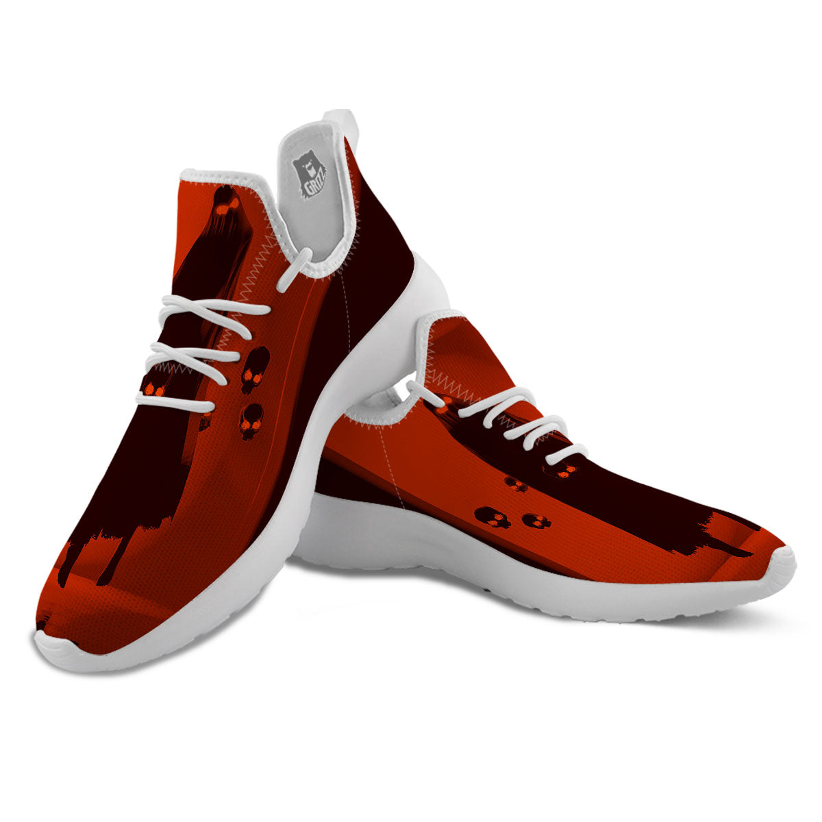 3D Ghost In The Darkness Print White Athletic Shoes-grizzshop