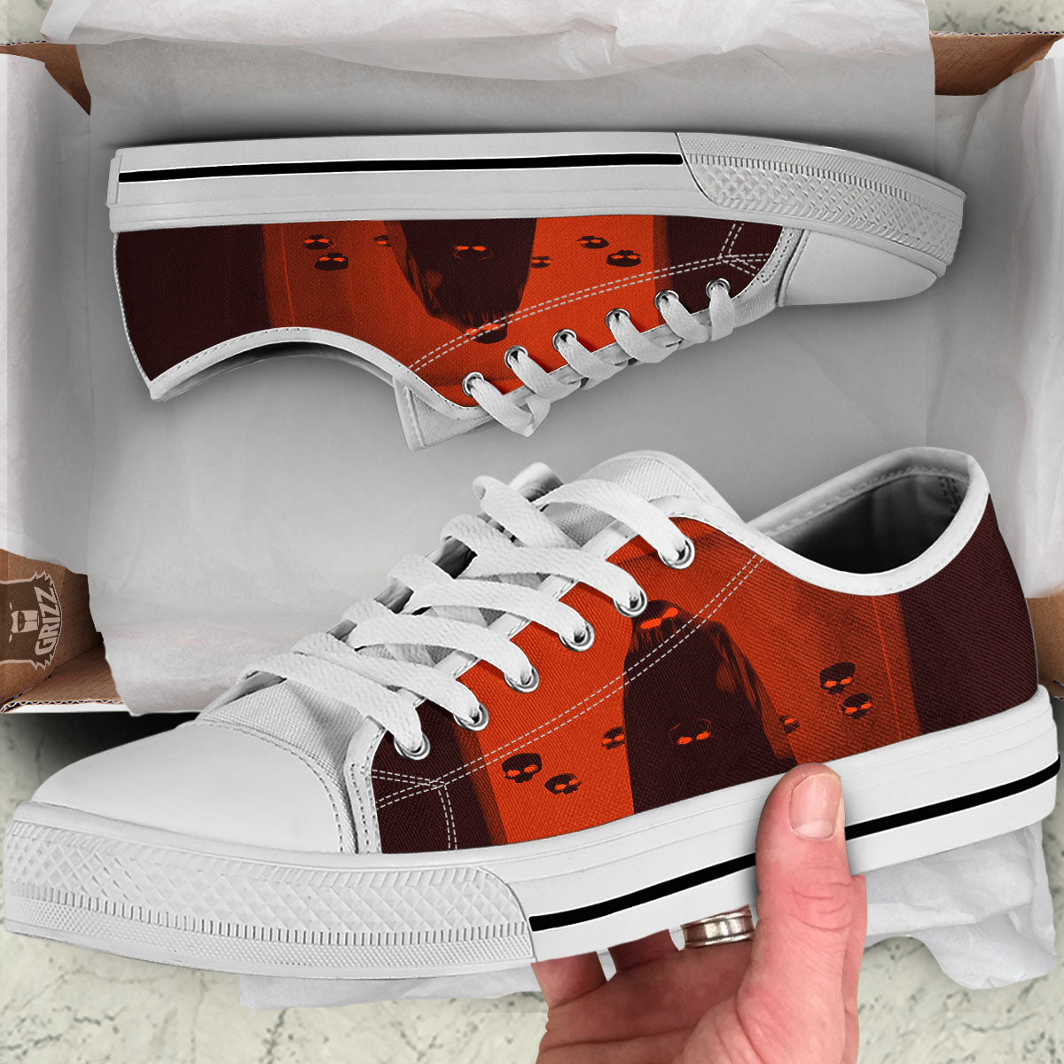 3D Ghost In The Darkness Print White Low Top Shoes-grizzshop