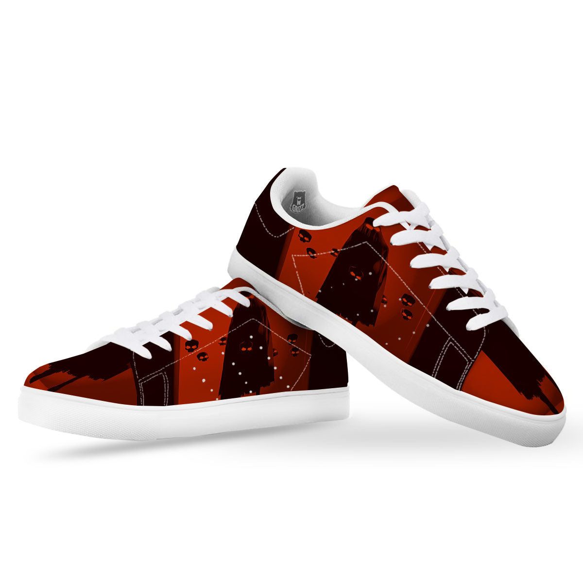 3D Ghost In The Darkness Print White Low Top Sneakers-grizzshop