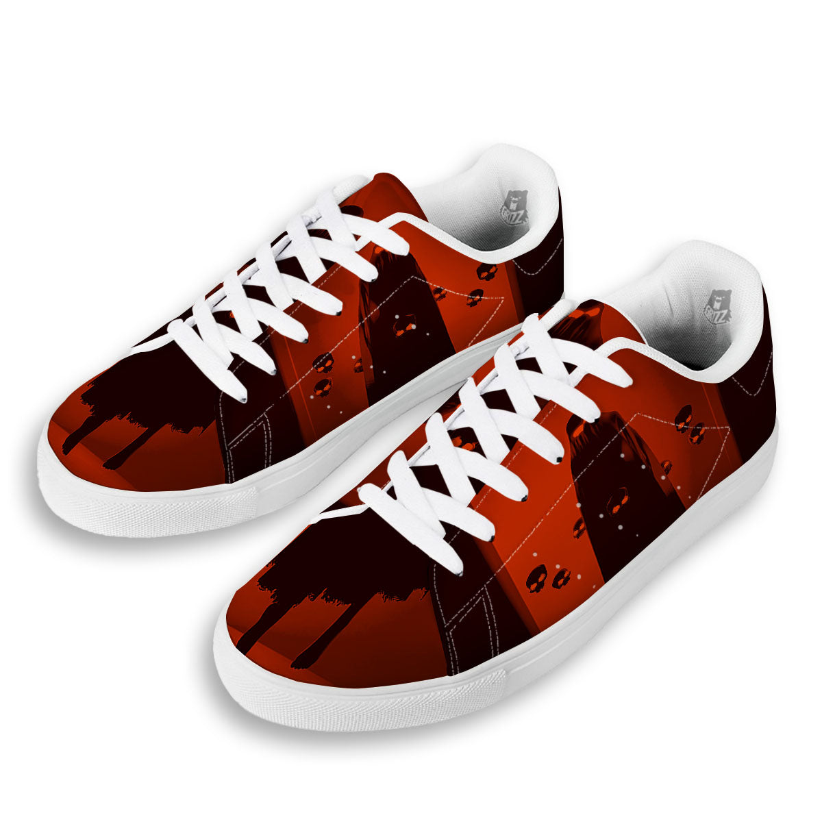 3D Ghost In The Darkness Print White Low Top Sneakers-grizzshop