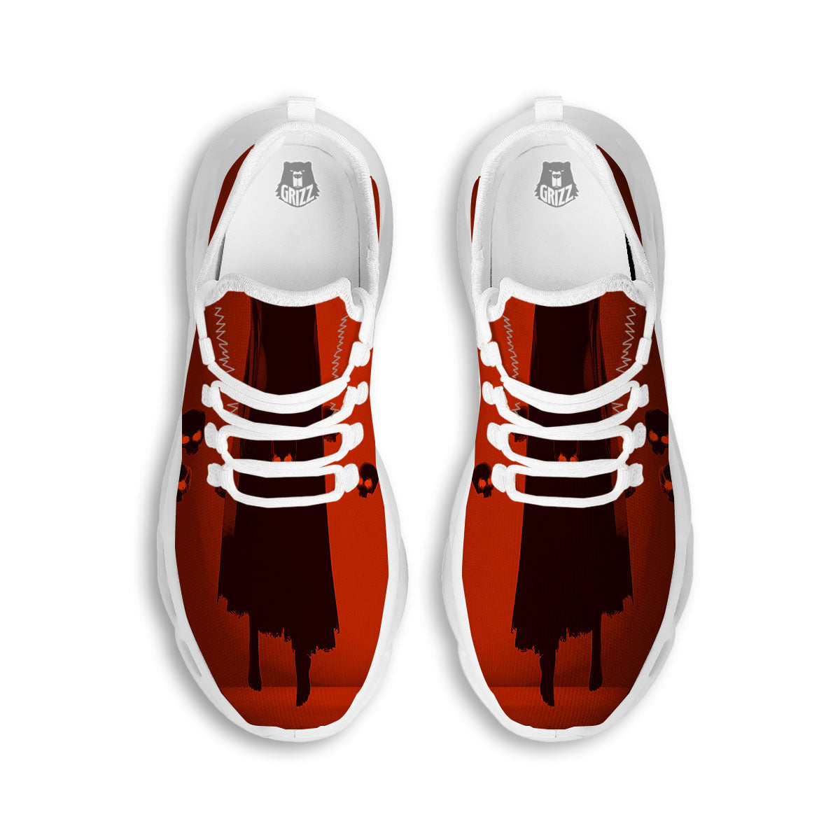 3D Ghost In The Darkness Print White Running Shoes-grizzshop