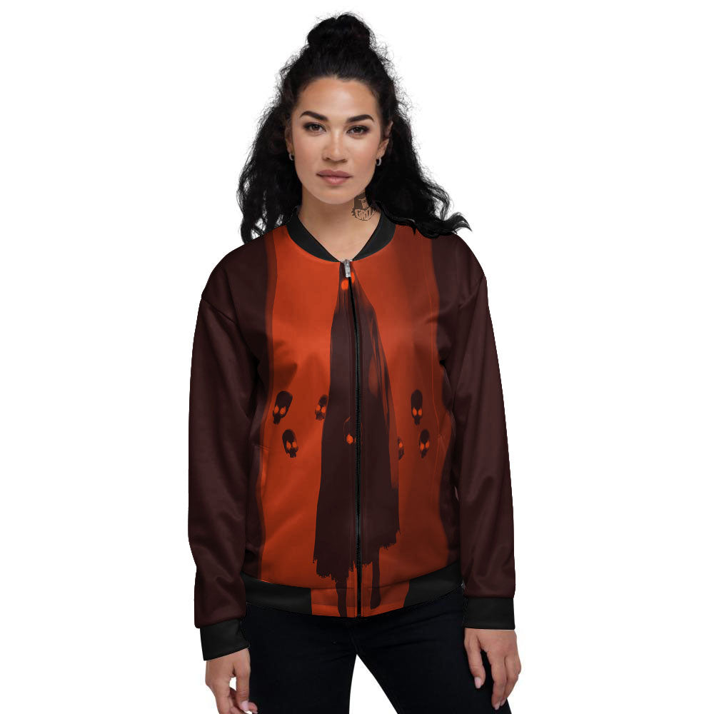 3D Ghost In The Darkness Print Women's Bomber Jacket-grizzshop