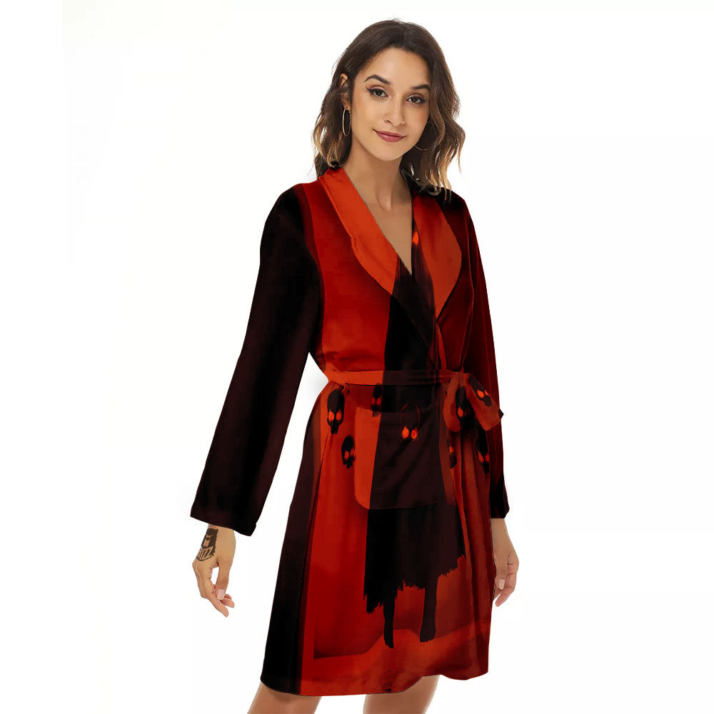 3D Ghost In The Darkness Print Women's Robe-grizzshop