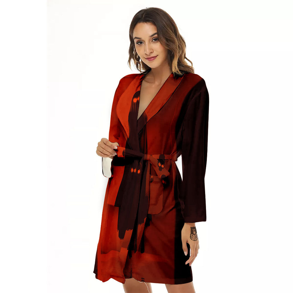 3D Ghost In The Darkness Print Women's Robe-grizzshop