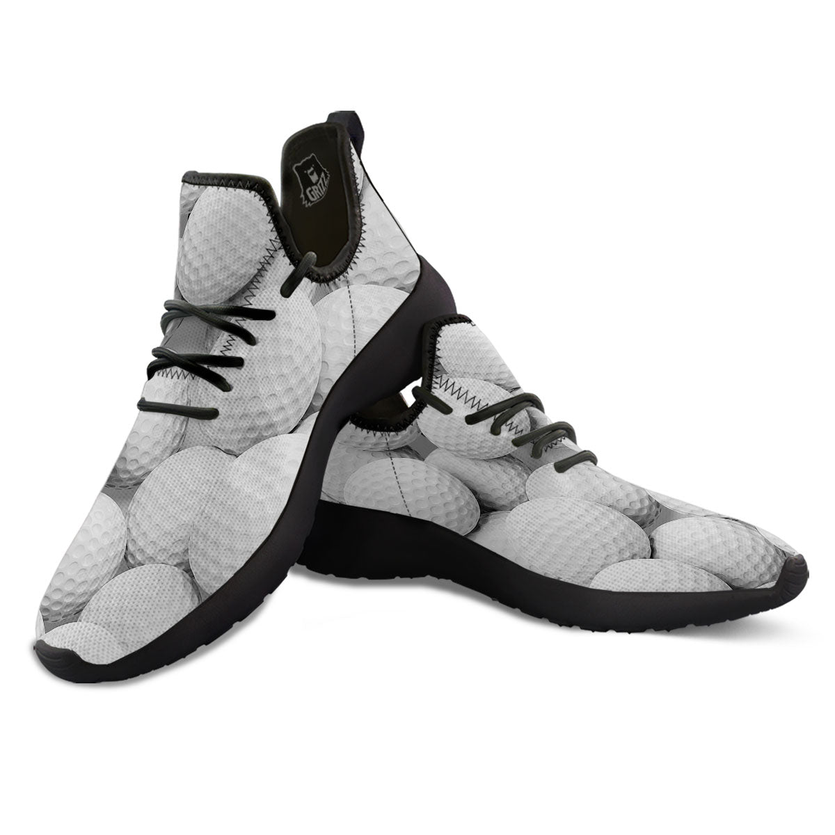 3D Golf Ball Print Black Athletic Shoes-grizzshop