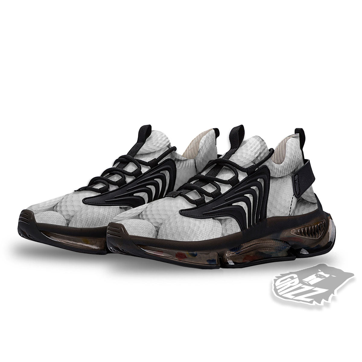 3D Golf Ball Print Black Gym Shoes-grizzshop