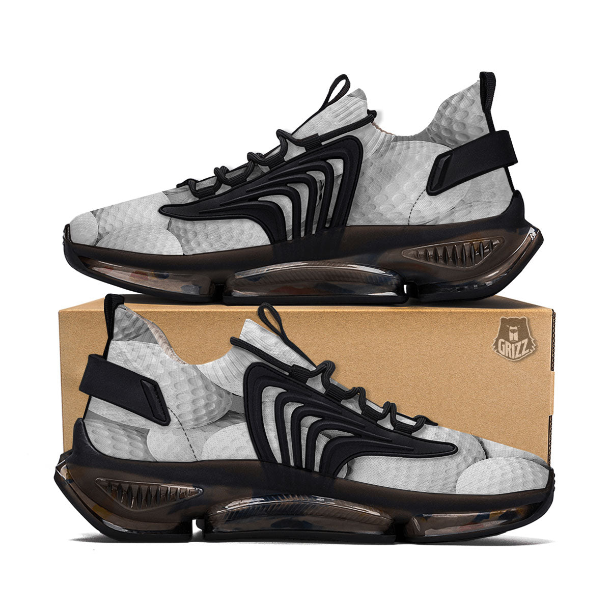 3D Golf Ball Print Black Gym Shoes-grizzshop