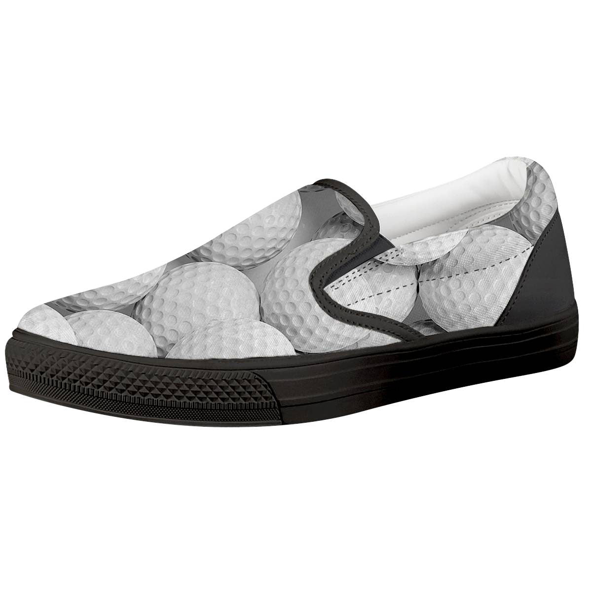 3D Golf Ball Print Black Slip On Shoes-grizzshop