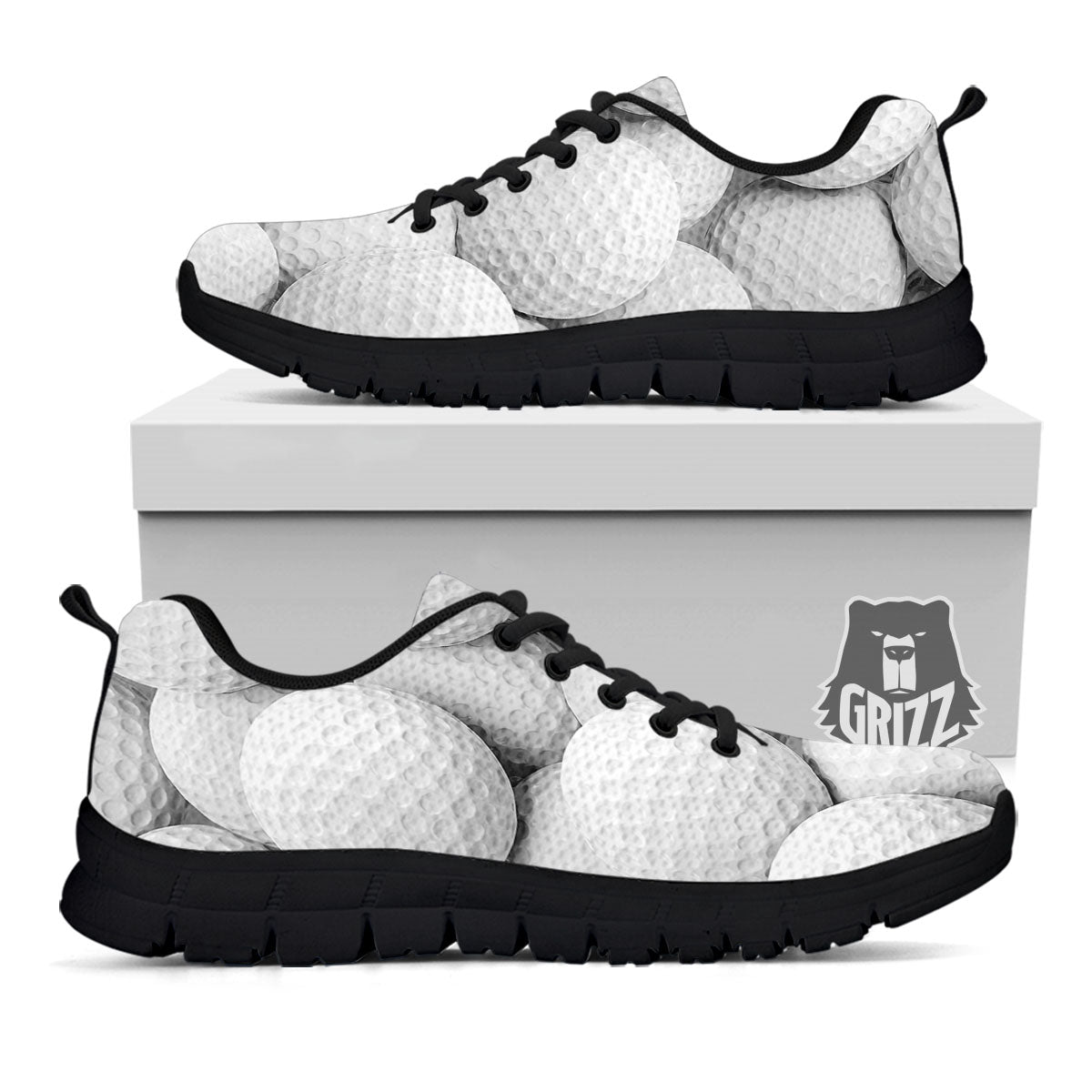 3D Golf Ball Print Black Sneaker-grizzshop