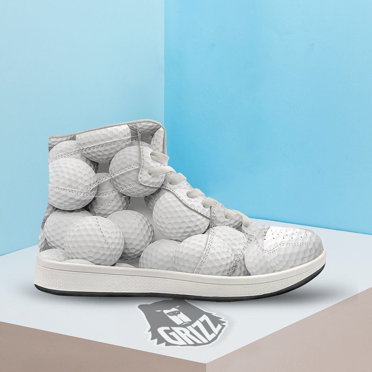 3D Golf Ball Print High Top Sneakers-grizzshop