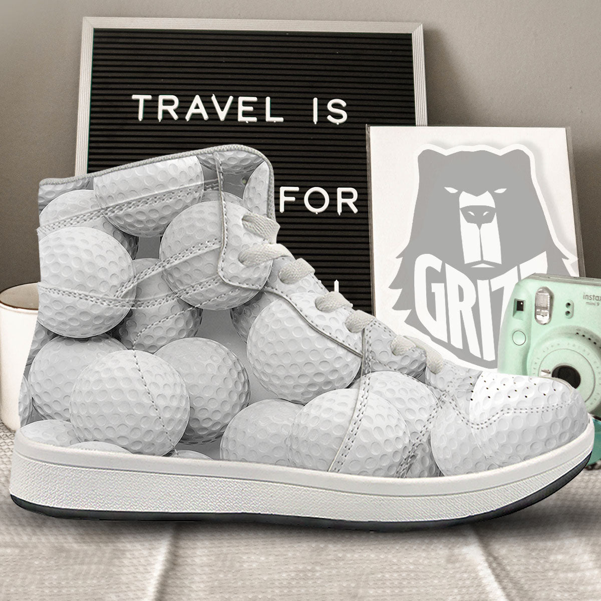 3D Golf Ball Print High Top Sneakers-grizzshop