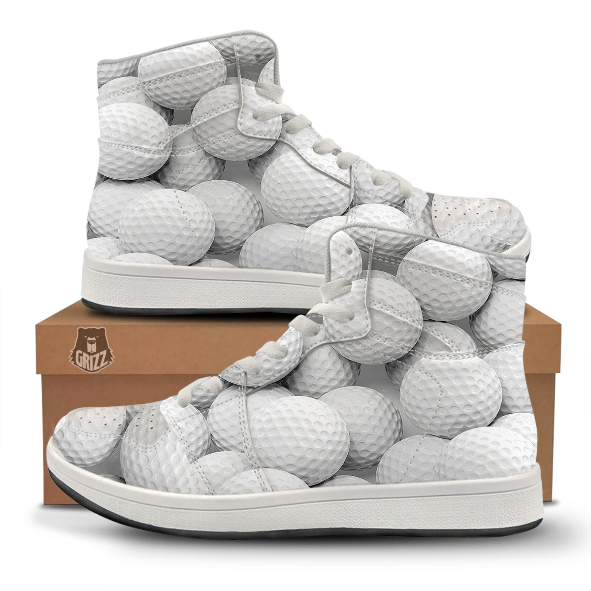 3D Golf Ball Print High Top Sneakers-grizzshop