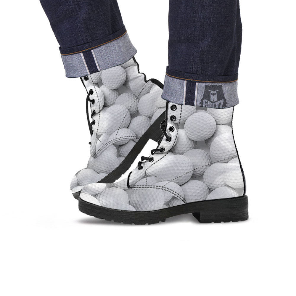 3D Golf Ball Print Leather Boots-grizzshop