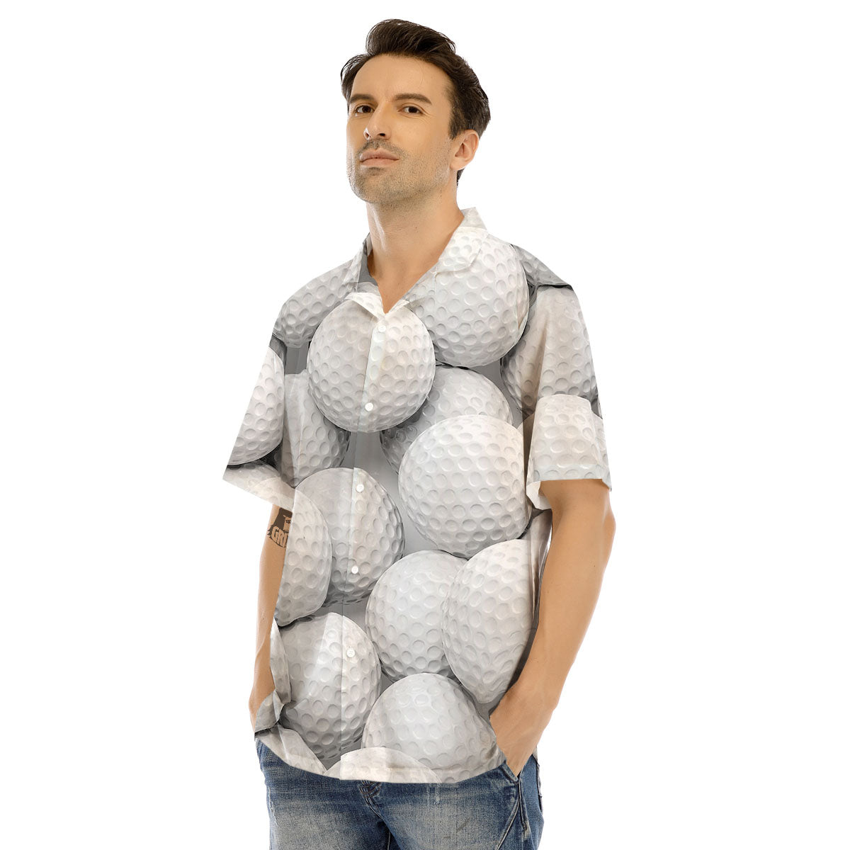 3D Golf Ball Print Men's Hawaiian Shirt-grizzshop
