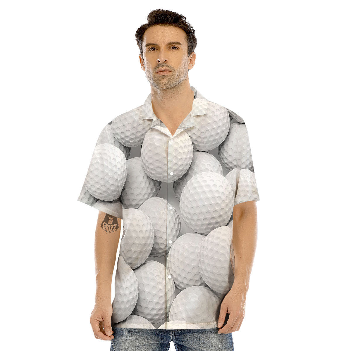3D Golf Ball Print Men's Hawaiian Shirt-grizzshop