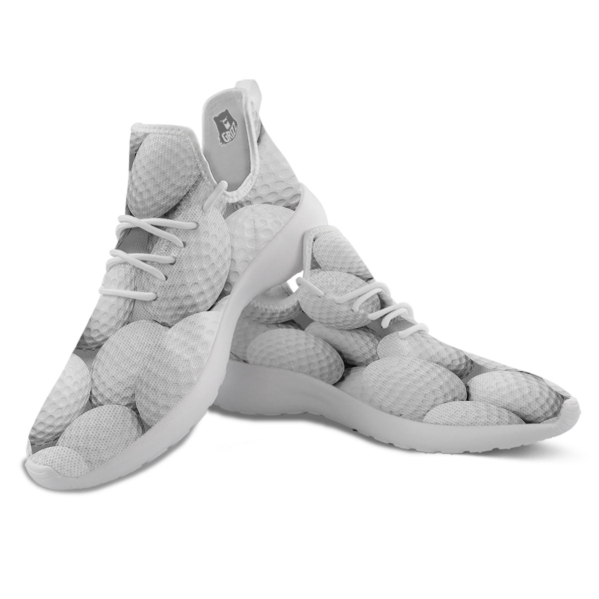 3D Golf Ball Print White Athletic Shoes-grizzshop