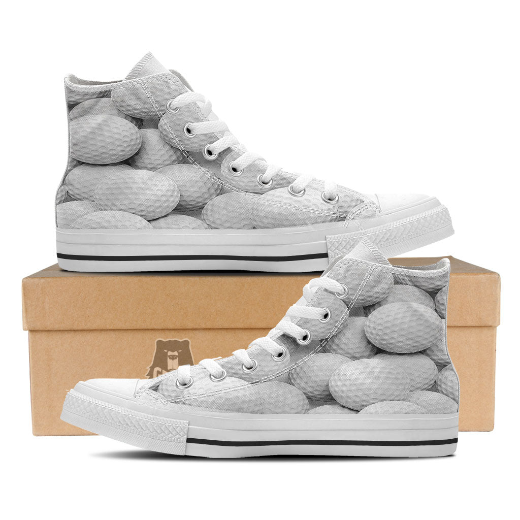 3D Golf Ball Print White High Top Shoes-grizzshop