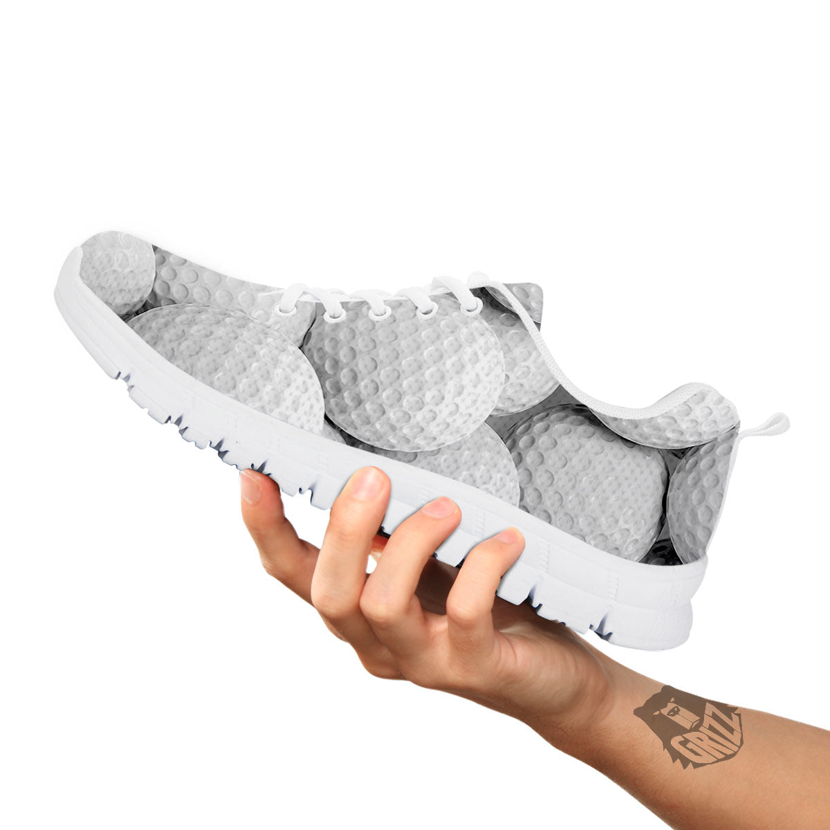 3D Golf Ball Print White Sneaker-grizzshop